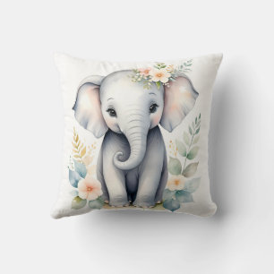 Coussin Eléphant bébé en floraison