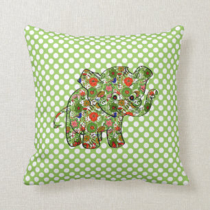 Coussin Eléphant Bébé Floral Coloré
