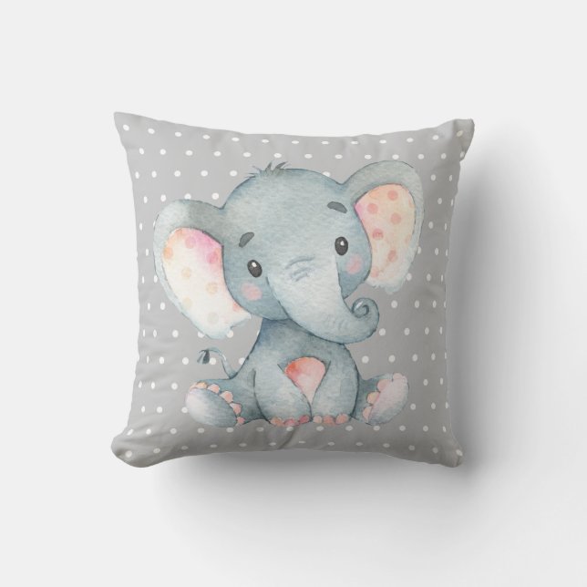 Coussin Éléphant Bébé Gris (Recto)