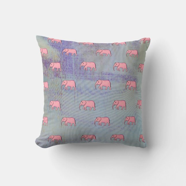 Coussin Eléphant bébé moderne pour enfants rose bleu (Recto)