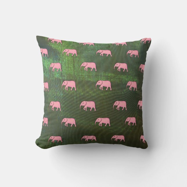 Coussin Eléphant bébé moderne pour enfants rose vert (Recto)