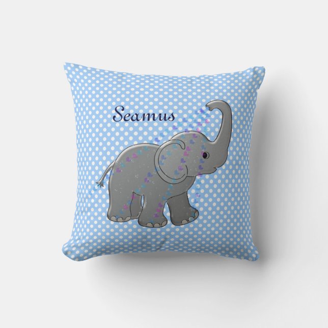 Coussin éléphant bleu de baby shower (Recto)