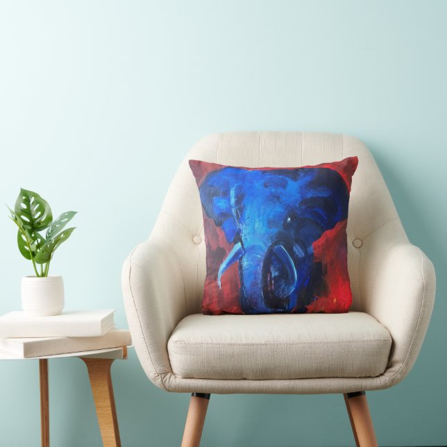 Coussin éléphant bleu, image de Ganesha, avec happ (Chaise)