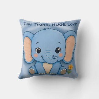 Coussin ~ ÉLÉPHANT BLEU ~ Petit trompe grand amour ~