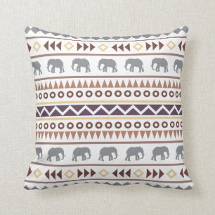 Coussin Éléphant Brown de tribal de neutres