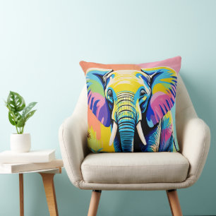 Coussin Éléphant coloré abstrait