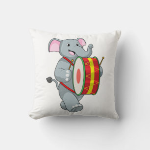 Coussin Elephant comme musicien avec tambour
