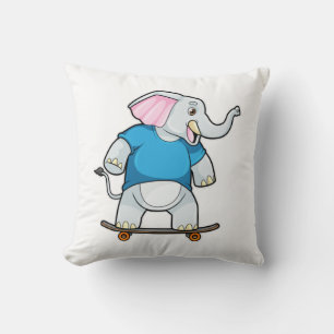 Coussin Elephant comme patineur avec skateboard