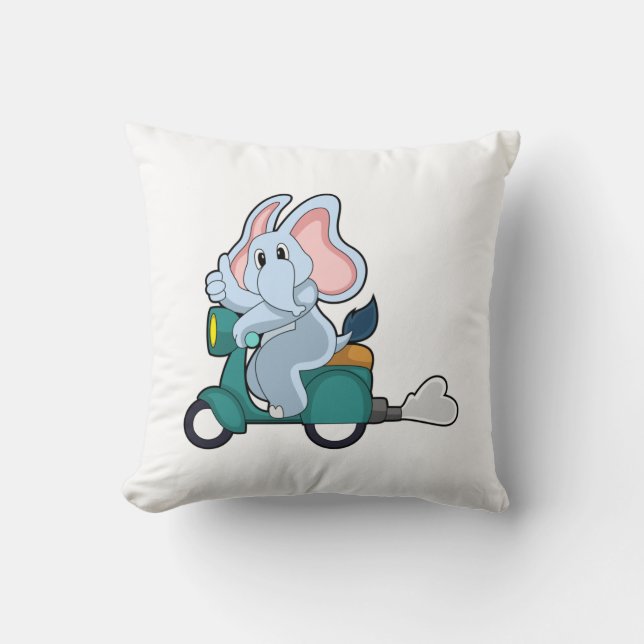 Coussin Elephant comme vélo avec scooter (Recto)