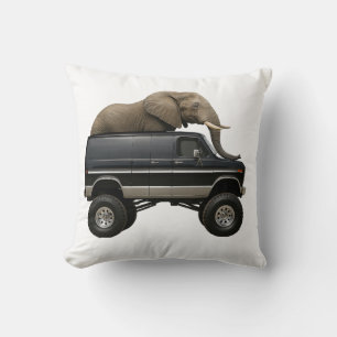 Coussin Éléphant Conduisant un Fourgon 4x4