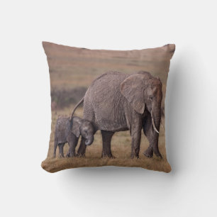 Coussin Éléphant d'Afrique avec bébé