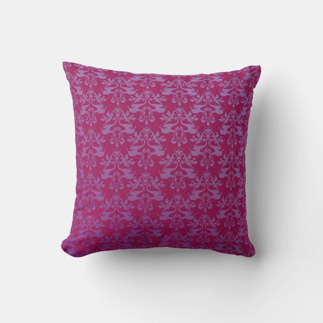 Coussin éléphant damas rouge violet dispersé (Recto)