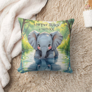 Coussin Éléphant de bébé adorable et personnalisé de réfle