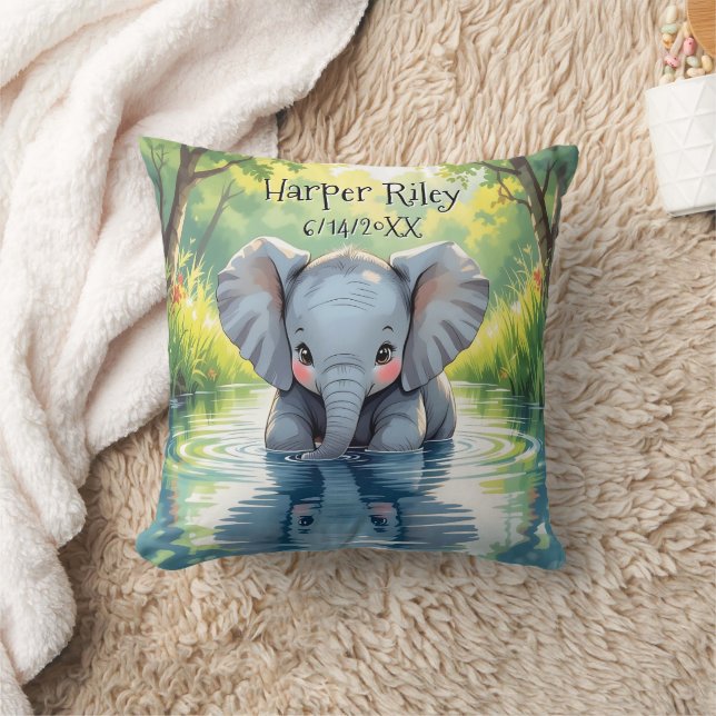 Coussin Éléphant de bébé adorable et personnalisé de réfle (Couverture)