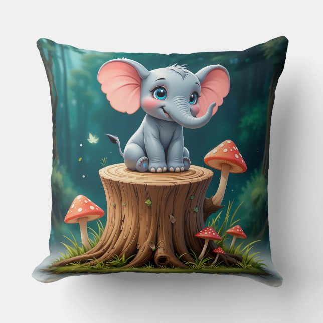 Coussin Éléphant de bébé de dessin animé adorable (Recto)