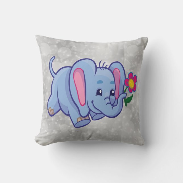 Coussin Éléphant de dessin animé mignon (Recto)