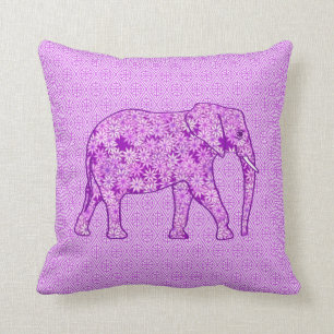 Coussin Éléphant de fleur - pourpre d'améthyste