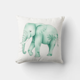Coussin Éléphant de menthe avec Feuilles de la jungle