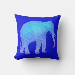 Coussin Éléphant de mosaïque bleue