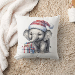 Coussin Elephant de Noël avec cadeaux