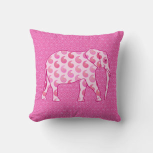 Coussin éléphant de Paisley - rose givré et fuchsia