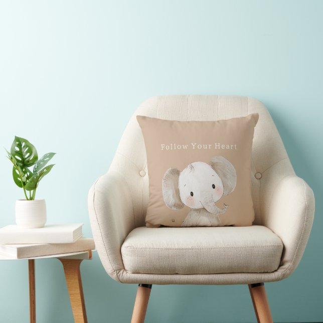 Coussin Éléphant de safari marron Suivez votre cœur (Chaise)