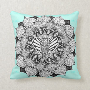Coussin Éléphant d'embrouillement de Boho et mandala tiré