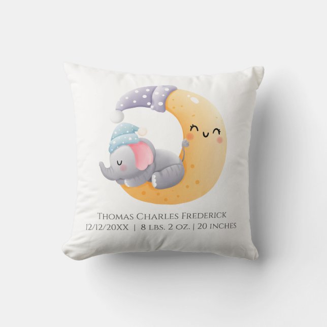 Coussin Éléphant dormant dans Statistiques de naissance pe (Recto)