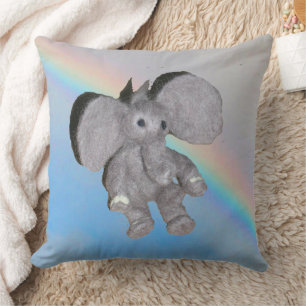 Coussin - Eléphant et Arc-en-ciel