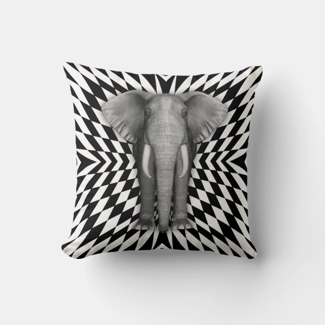 Coussin Éléphant et conception optique de motif, motif fou (Recto)