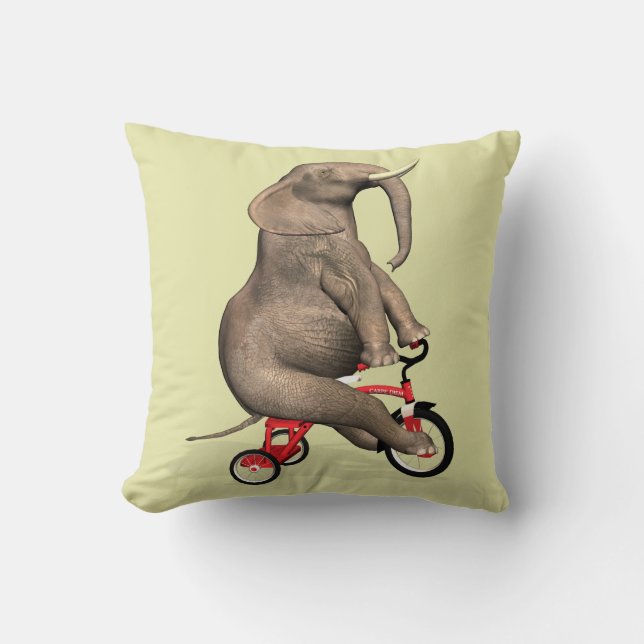 Coussin Eléphant Gentil À Tricycle (Recto)