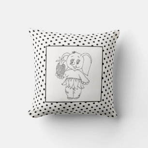 Coussin Eléphant Girl Modern Baby pour enfants Gris Polka