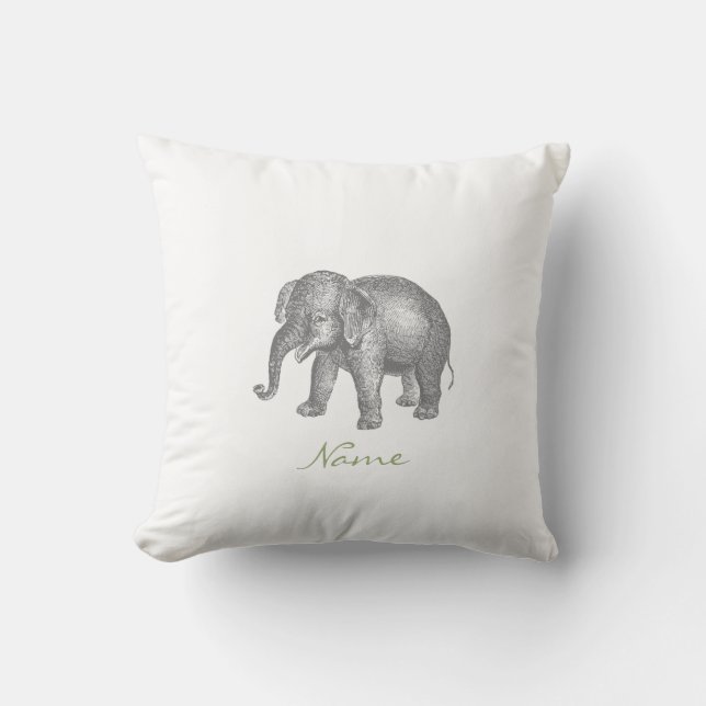 Coussin Éléphant heureux vintage de bébé et motif (Recto)