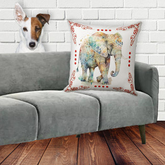 Coussin Eléphant indien artistique