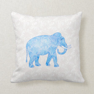 Coussin Éléphant indien bleu de motif