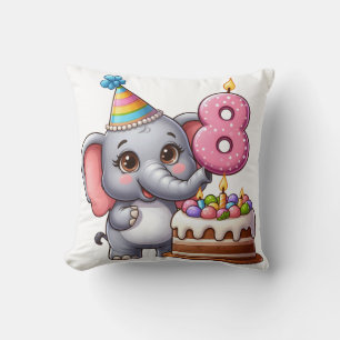 Coussin Éléphant Mignon 8ème Anniversaire
