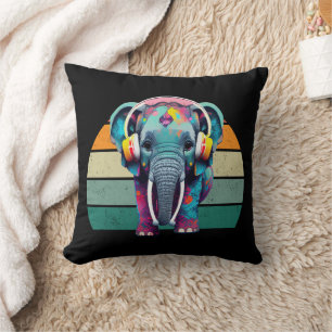Coussin Eléphant mignon bébé avec casque