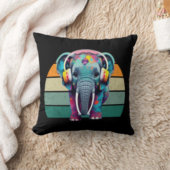 Coussin Eléphant mignon bébé avec casque (Couverture)