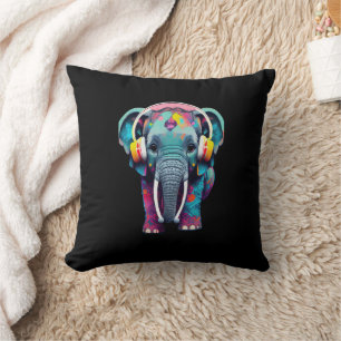 Coussin Eléphant mignon bébé avec casque