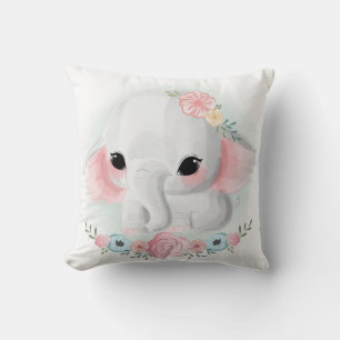 Coussin Eléphant mignon bébé fille