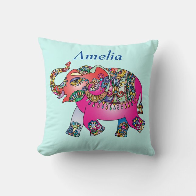 Coussin Eléphant mignon brillant Montrer Vos Couleurs Pers (Recto)
