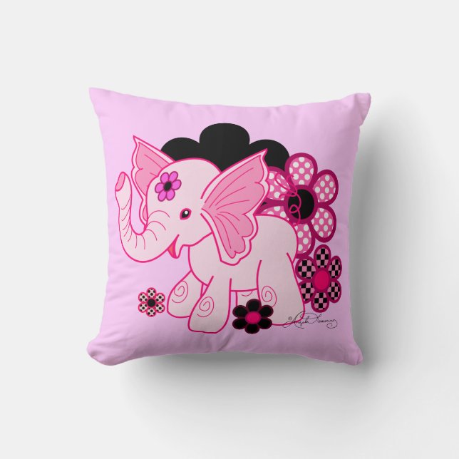 Coussin Éléphant mignon Kawaii (Recto)