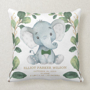 Coussin Eléphant mignon Petit Homme Verdure Or Statistique