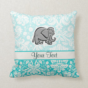 Coussin Éléphant mignon ; sarcelle d'hiver