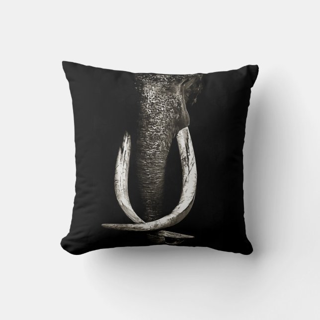 Coussin Éléphant noir et blanc en voie de disparition (Recto)