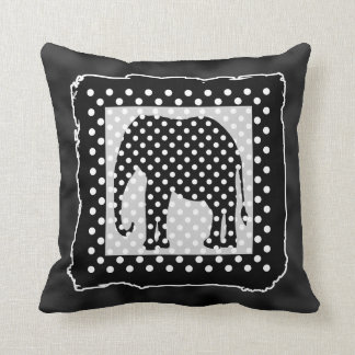 Coussin Éléphant noir et blanc, pois