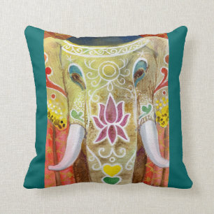 Coussin Éléphant peint thaïlandais