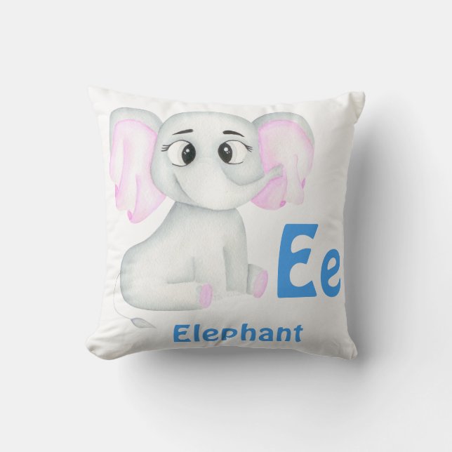 Coussin Elephant personnalise ABC : Lettre E - Ajouter vot (Recto)