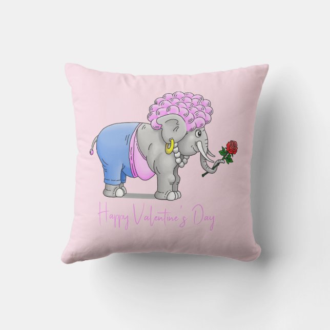 Coussin Éléphant romantique de la Saint-Valentin (Verso)