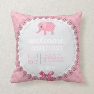Coussin Éléphant rose de crèche du disque   de naissance
